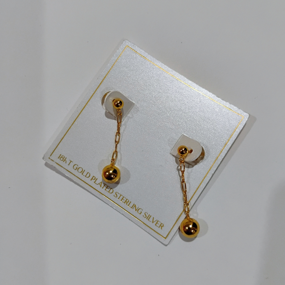 Gold Plated Sterling Silver Drop Earrings - Picture 4 of 5